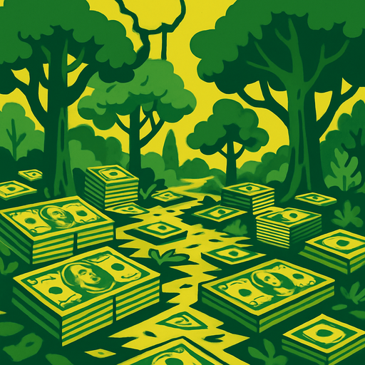 para ile kaplı orman.
In-Game asset.  2d.  High contrast.  No shadows