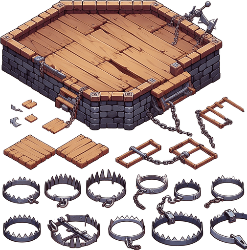 A trap.
Single Game Texture. In-Game asset. 2d. Blank background. High contrast. No shadows.