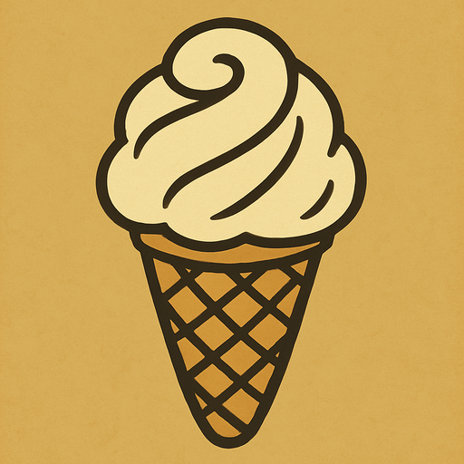Ice cream cone in professor Layton game style artwork.
In-Game asset.  2d.  High contrast.  No shadows