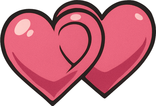 The hearts card suit symbol with two linked hearts in the center of it. Anime style..
In-Game asset.  2d.  High contrast.  No shadows