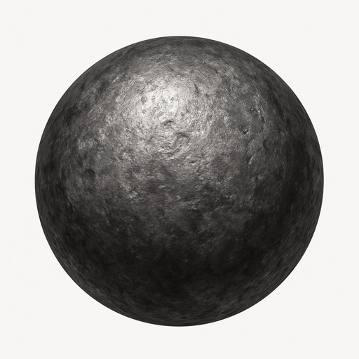 A Realistic İron Ball.No Shadows.
In-Game asset.  2d.  High contrast.  No shadows