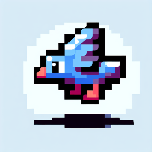 8-bit. cartoon. flying wingless pigeon. seen from the side. in game assset. Single Game Texture. In-Game asset. 2d. Blank background. High contrast. No shadows.