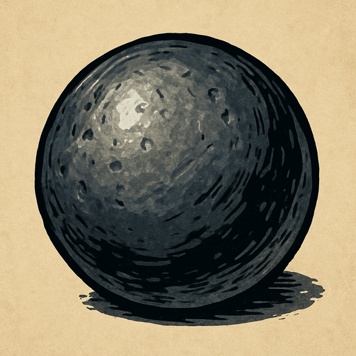 17.th century cannon bullet semirealistic medieval cannon bullet.
In-Game asset.  2d.  High contrast.  No shadows