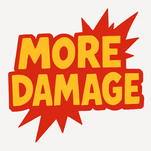 mas daño pero escrito en ingles.
In-Game asset.  2d.  High contrast.  No shadows