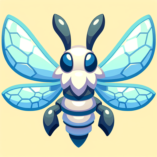 Giant insect, facing down, open wings, cartoony.
Single Game Texture. In-Game asset. 2d. Blank background. High contrast. No shadows.