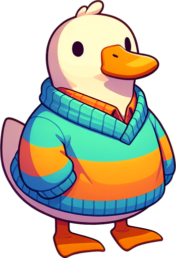 Duck in a jersey..
Single Game Texture. In-Game asset. 2d. Blank background. High contrast. No shadows.
