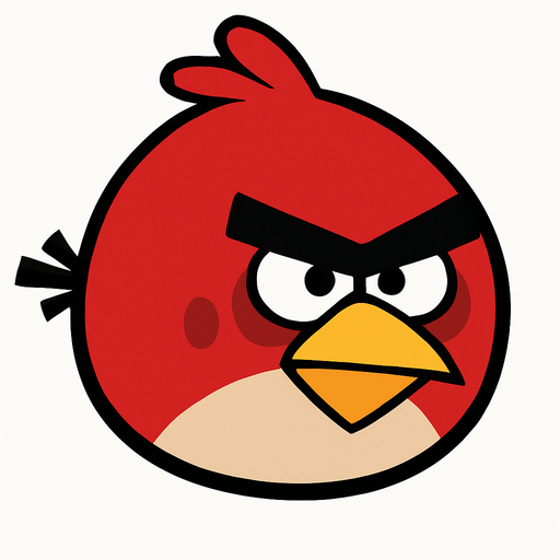 Angry Birds red little bird Red.
In-Game asset.  2d.  High contrast.  No shadows