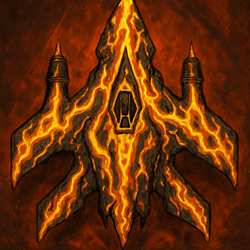 crazy yellow lava spaceship top view.