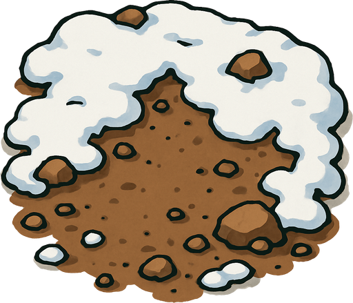 Ground, snowy, earthy.
In-Game asset.  2d.  High contrast.  No shadows
