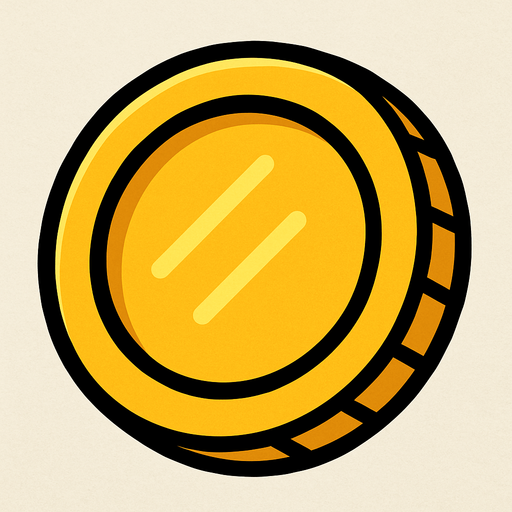 Gold coin, highly stylized, simple, simple without dollar symbol, black outline.
In-Game asset.  2d.  High contrast.  No shadows