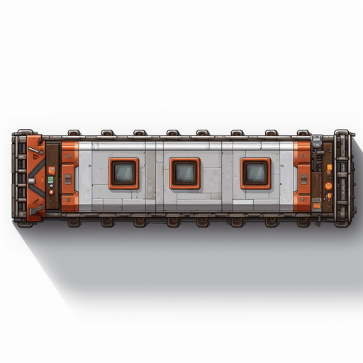 Single train car. Topdown view. Subway surfers. 2d.
Game Texture. In-Game asset. 2d. Pixelart. White background. Blank background. Low detail. High contrast.