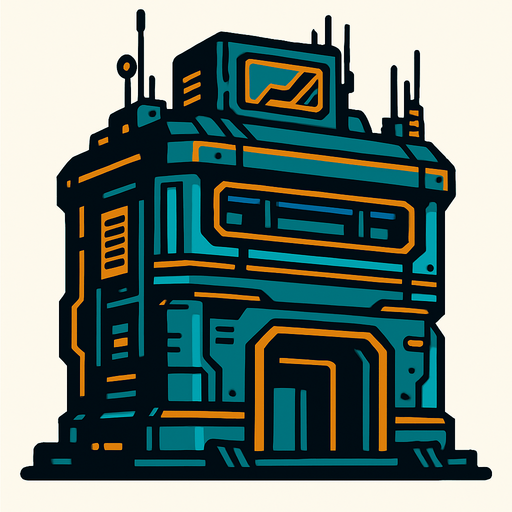 Hi-Teck buikding.
In-Game asset.  2d.  High contrast.  No shadows