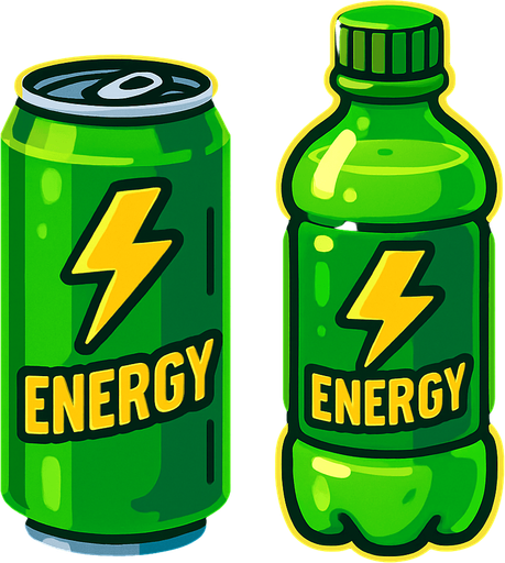 Bebidas energéticas verdes.
In-Game asset.  2d.  High contrast.  No shadows