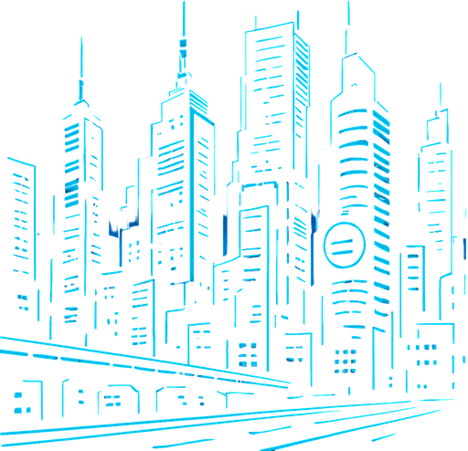 cyberpunk city for back ground. Dark blue
In-Game asset.  2d.  High contrast.  No shadows