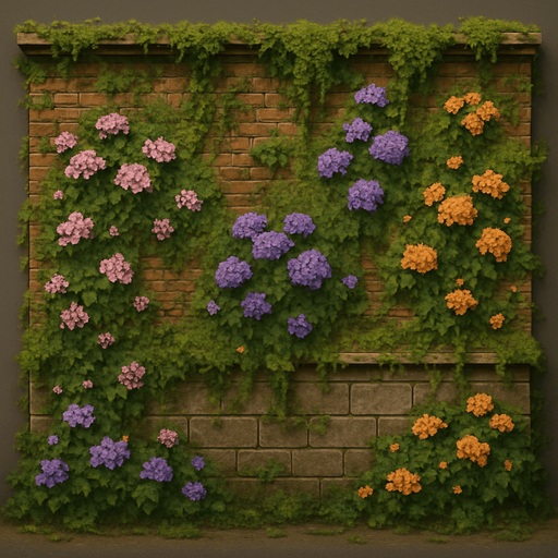 Hotel wall view from the front with flowers and mosses.
In-Game asset