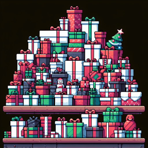 pixel art of a christmas present counter. Single Game Texture. In-Game asset. 2d. Blank background. High contrast. No shadows.