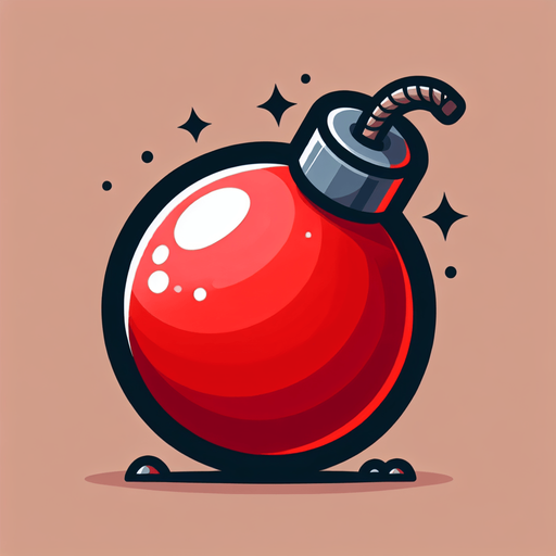 red bomb.
Single Game Texture. In-Game asset. 2d. Blank background. High contrast. No shadows.