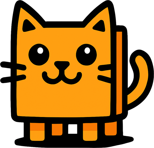Square cat.
In-Game asset.  2d.  High contrast.  No shadows