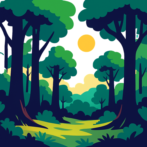 Fond d'écran forêt.
In-Game asset.  2d.  High contrast.  No shadows