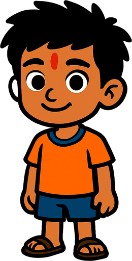 indian young boy character.
In-Game asset.  2d.  High contrast.  No shadows