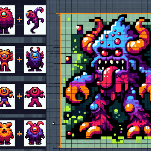 Pixel Art 2D Monster Character. In-Game asset. 2d. Blank background.