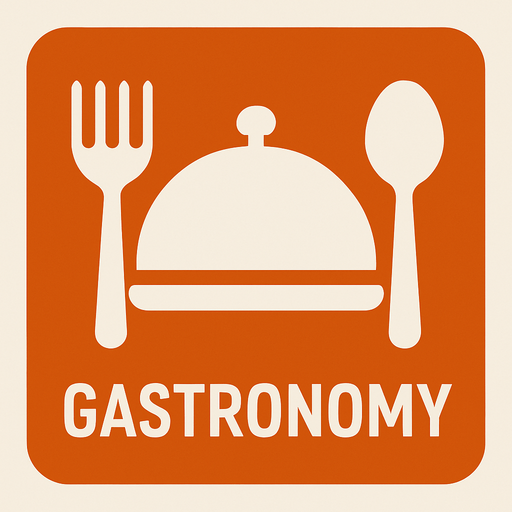 Minimalist icon of gastronomy.
In-Game asset.  2d.  High contrast.  No shadows
