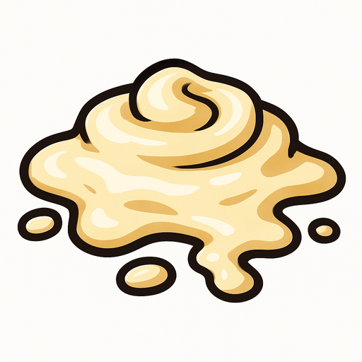 Dökülmüş mayonez.
In-Game asset.  2d.  High contrast.  No shadows