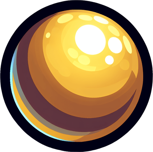 small gold ball.
Single Game Texture.  In-Game asset.  2d.  Blank background.  High contrast.  No shadows