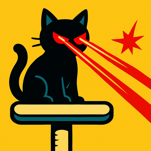 "Laser Cat Perch": A cat with laser eyes that "targets" and zaps high-priority enemies with precision. (Internet loves cats)..
In-Game asset.  2d.  High contrast.  No shadows