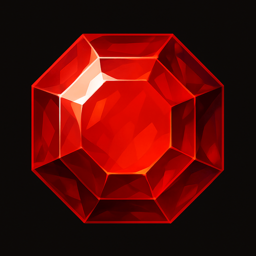 a red gem realistic.
In-Game asset.  2d.  High contrast.  No shadows