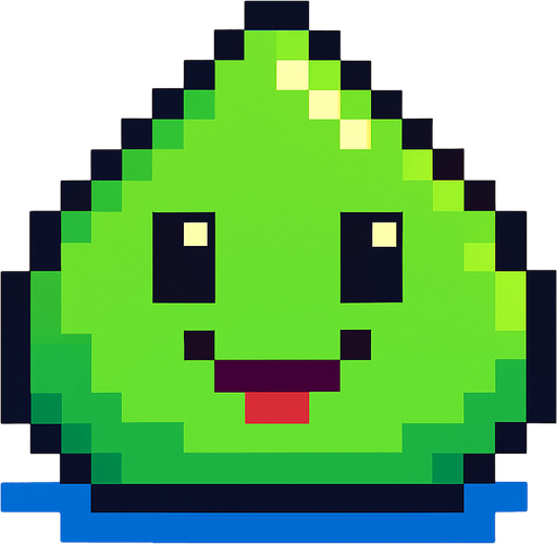 Slime pixart cute.
In-Game asset.  2d.  High contrast.  No shadows