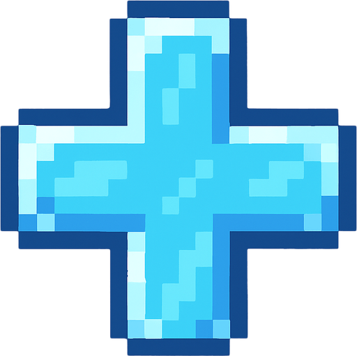 + işareti buz şeklinde pizel art.
In-Game asset.  2d.  High contrast.  No shadows