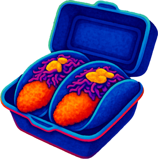 Two fish tacos in a to go box.