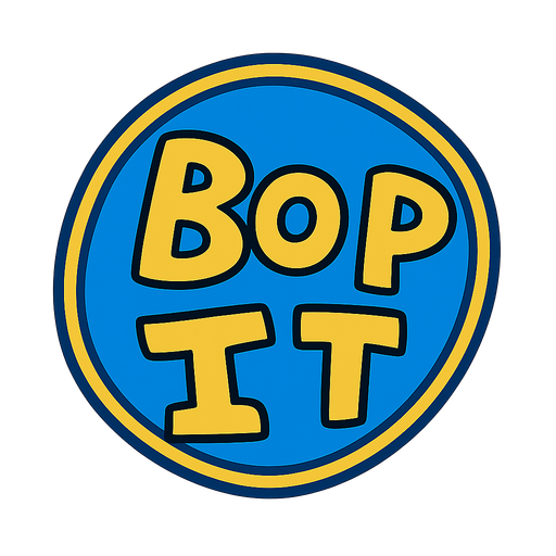 A Button with the Color blue, Inside the letters its blue and yellow. No background. Transparent background. Blank background. No shadows. 2d. In-Game asset. flat