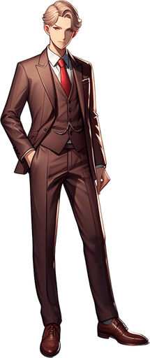 i have character wearing suit.
Single Game Texture.  In-Game asset.  2d.  Blank background.  High contrast.  No shadows