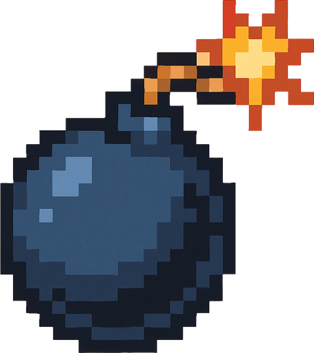 a pixel art of a bomb.
In-Game asset.  2d.  High contrast.  No shadows