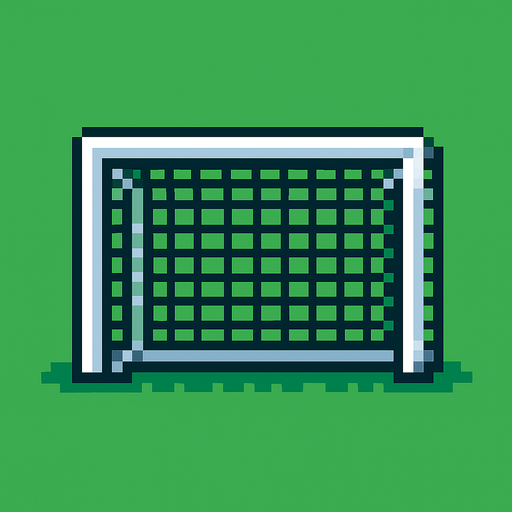 pixelart soccer goal.
In-Game asset.  2d.  High contrast.  No shadows