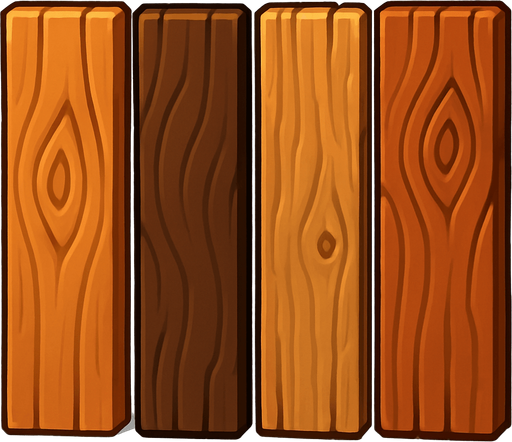 Pack of different wood vertical facing the screen.
In-Game asset.  High contrast.  No shadows. 3D