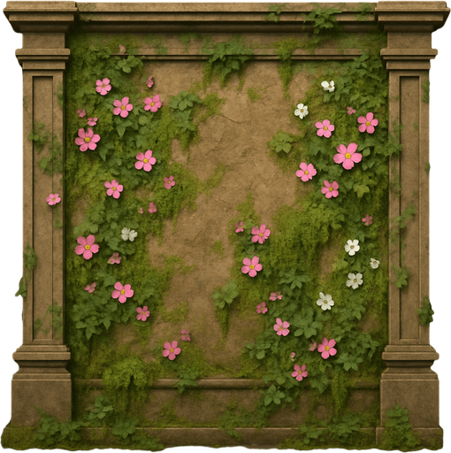 Hotel wall view from the front with flowers and mosses.
In-Game asset