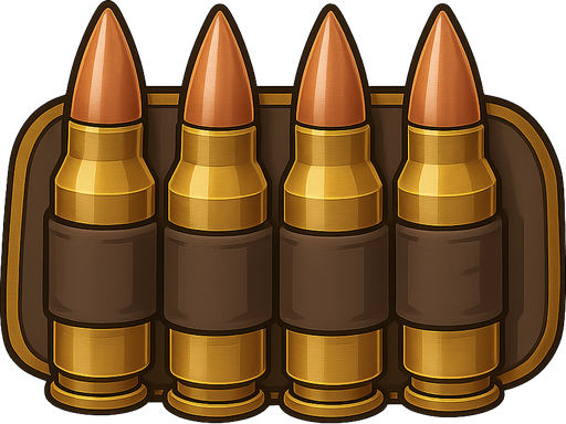 Ammo pack. No background. Transparent background. Blank background. No shadows. 2d. In-Game asset. flat