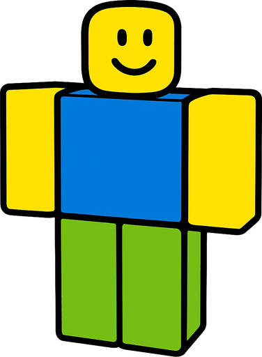 A Roblox noob.
In-Game asset.  2d.  High contrast.  No shadows