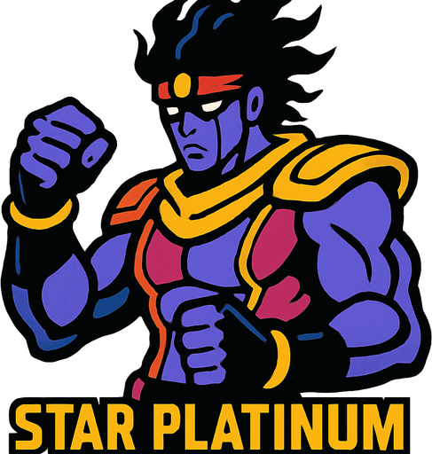 Star platinum 
jojo.
In-Game asset.  2d.  High contrast.  No shadows