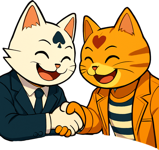 Show these same cats smiling and instead of clenched fists they’re grasping hands because they’re friends.