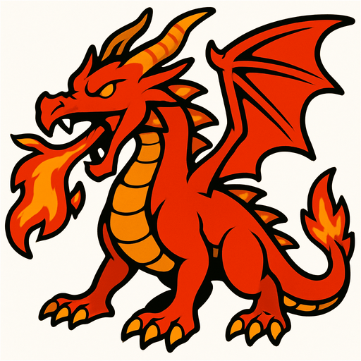 Dragon du feu.
In-Game asset.  2d.  High contrast.  No shadows