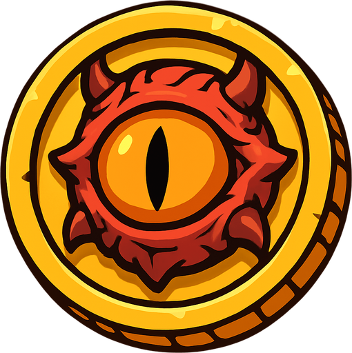Moneda ojo monstruo.
In-Game asset.  2d.  High contrast.  No shadows