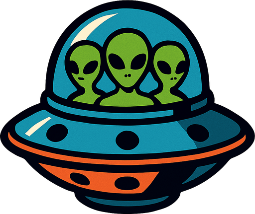 A UFO with aliens inside.
In-Game asset.  2d.  High contrast.  No shadows