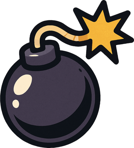 A tiny bomb.
In-Game asset.  2d.  High contrast.  No shadows