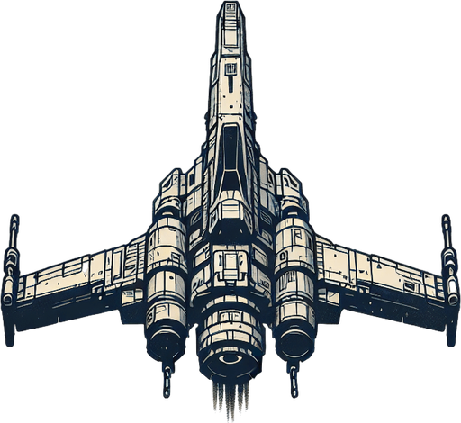 Single Game Texture. In-Game asset. 2d. A ship that looks like a T Figther moving from top to bottom.
Single Game Texture. In-Game asset. 2d. Blank background. High contrast. No shadows.