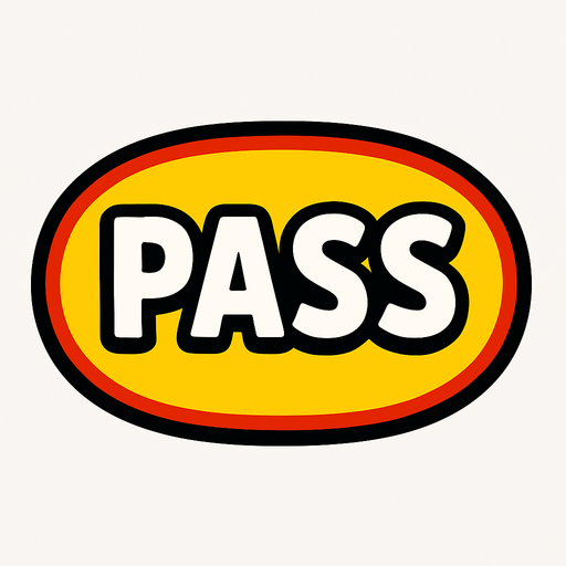 A button that says pass.
In-Game asset.  2d.  High contrast.  No shadows