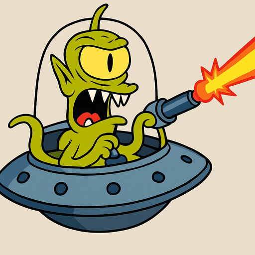 Make my character inside an UFO armed with a laser cannon and make him drive it